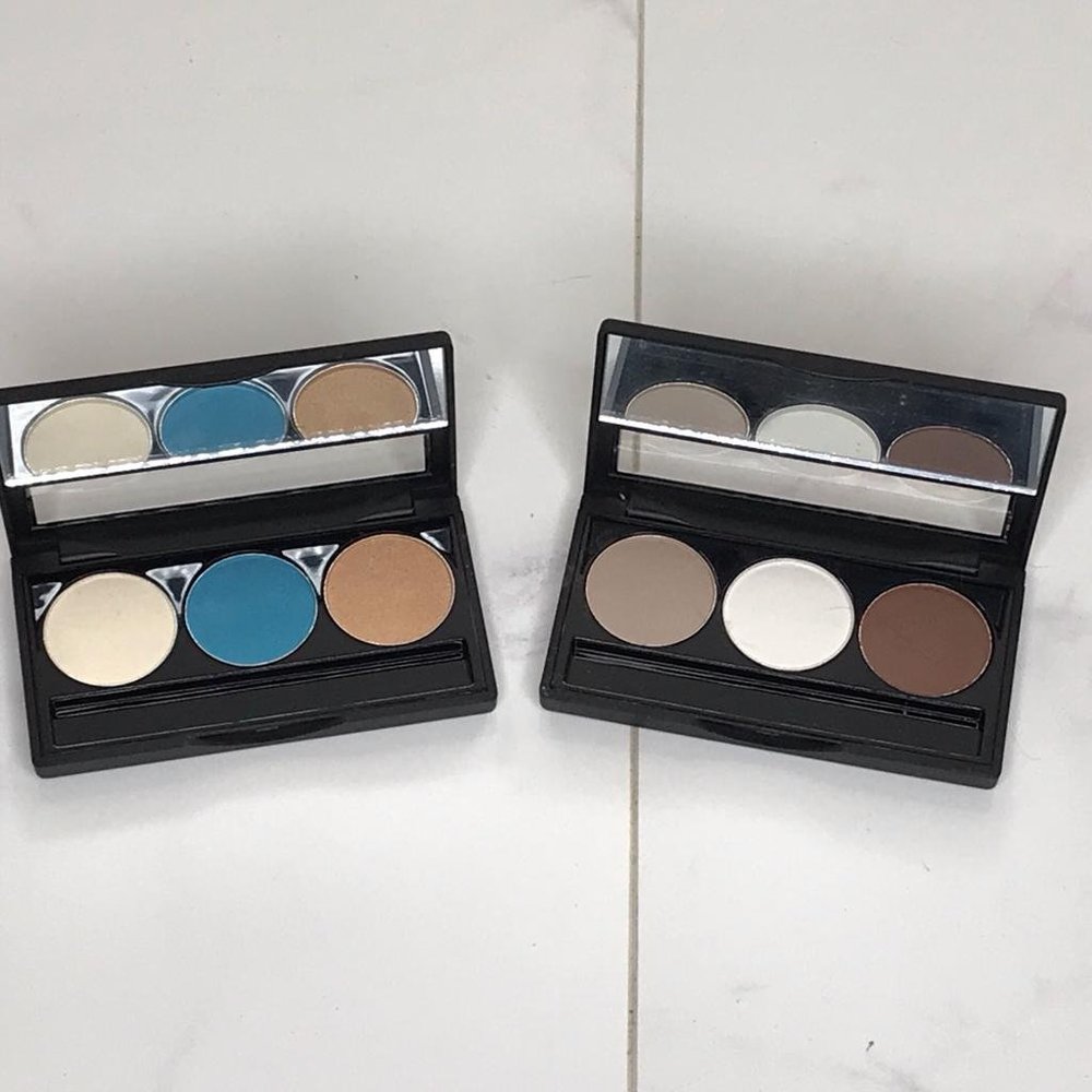 Lot 2 NYX Triple Eyeshadow Palettes Browns Blues